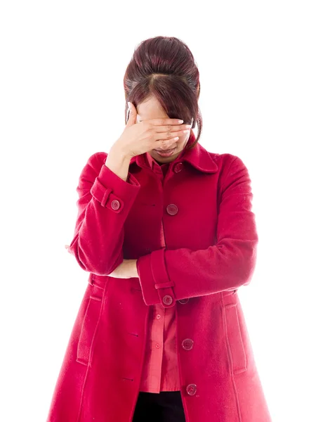 Frau mit dem Kopf in der Hand — Stockfoto