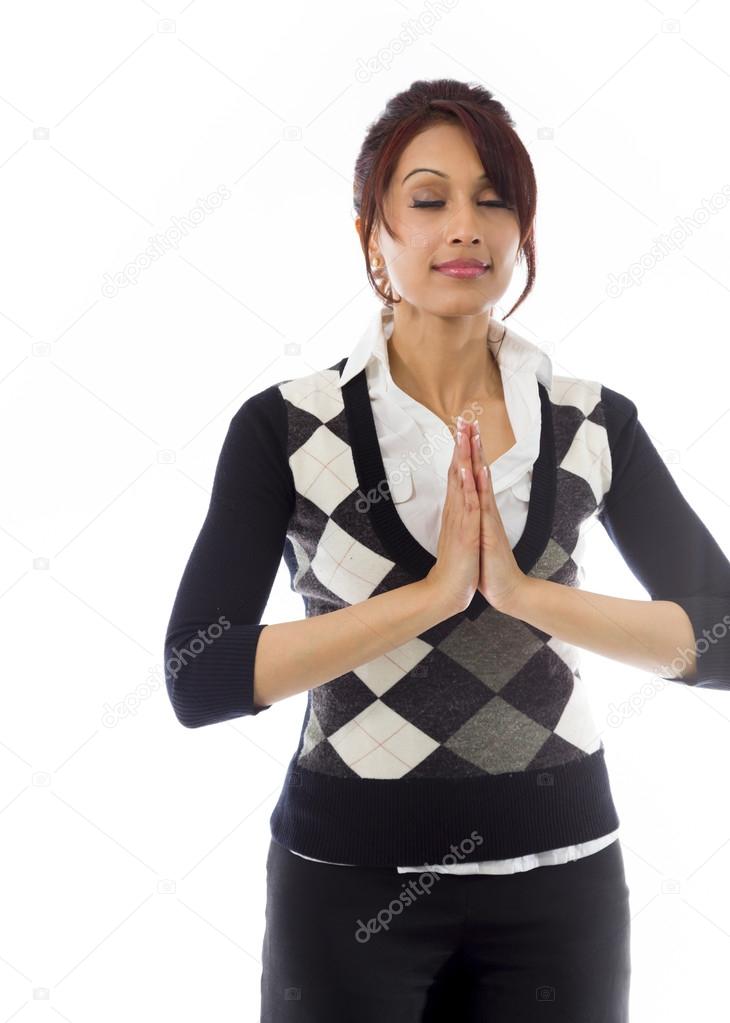 Businesswoman praying
