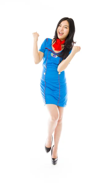 Stewardess celebrating success — Stock Photo, Image