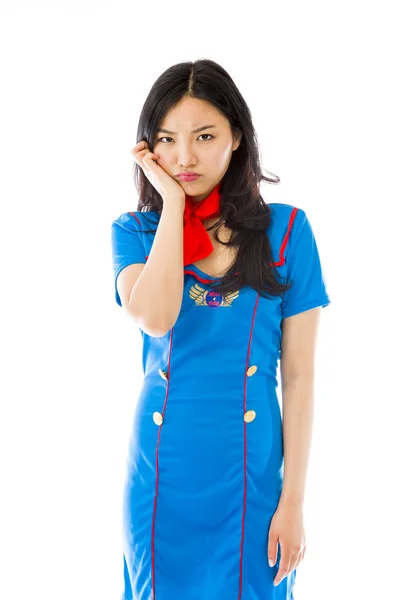 Stewardess looking bored — Stock Photo, Image