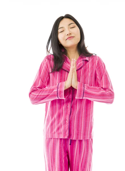 Woman in prayer position — Stock Photo, Image