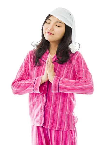 Woman in prayer position — Stock Photo, Image
