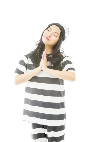 Woman in prayer position — Stock Photo, Image