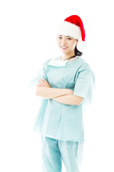 Cirurgião com chapéu de Pai Natal — Fotografia de Stock
