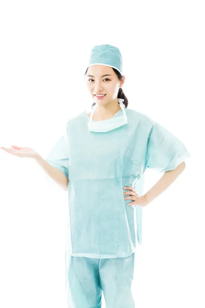 Surgeon showing something — Stock Photo, Image