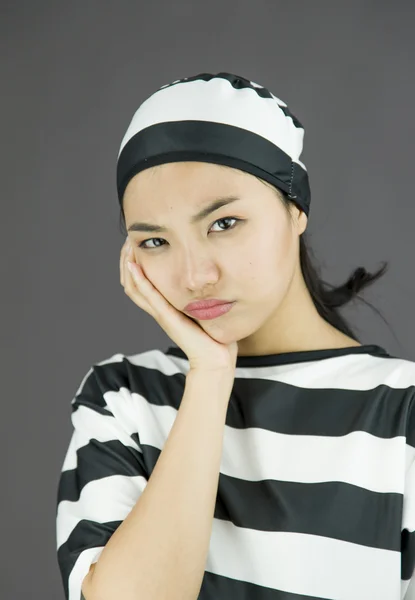 Woman with her hand on cheek — Stock Photo, Image