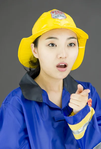 Firefighter with pointing — Stock Photo, Image