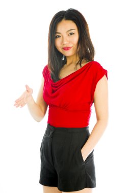 kadın el el sıkışması için sunan