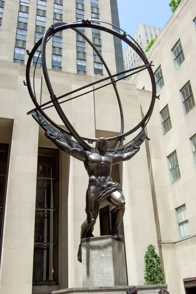 Atlas statua, dolny Manhattan — Zdjęcie stockowe