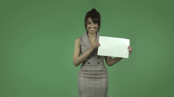 Indian business woman with blank — Stock Video