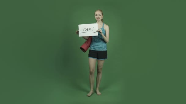 Woman with election vote sign — Stock Video