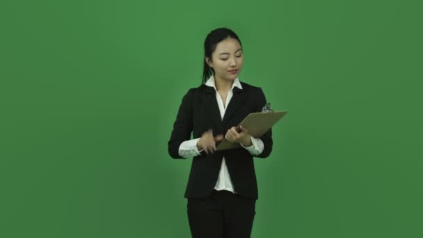 Business woman happy with check list — Stock Video