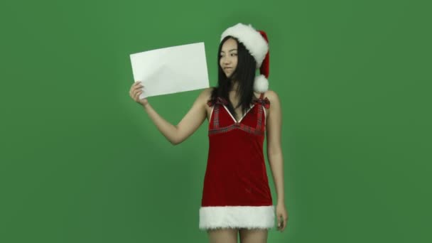 Sexy girl with blank card — Stock Video