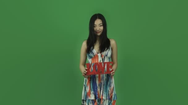 Happy asian girl in love — Stock Video