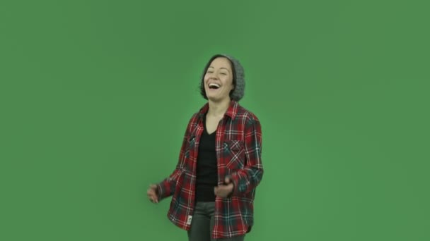Příležitostná dívka legrační smát — Stock video
