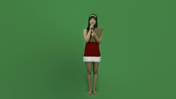 Asian girl sexy santa claus — Stock Video