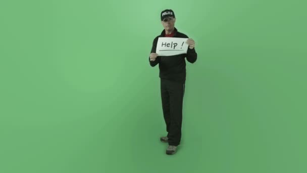 Man holding help sign — Stock Video