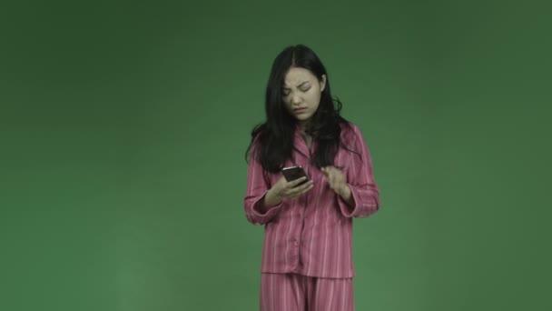 Asian  woman in pajamas — Wideo stockowe