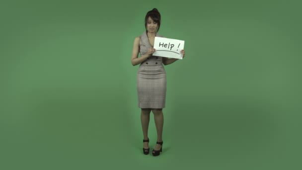 Affärskvinna med hjälp tecken — Stockvideo