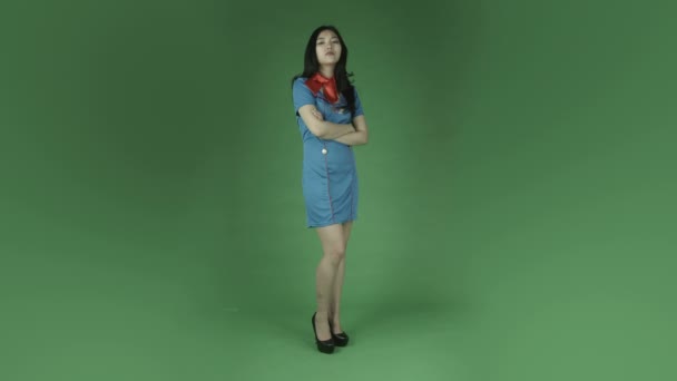 Air hostess asian woman — Stock Video