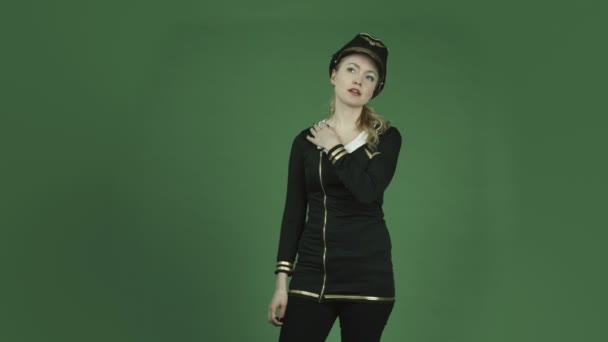 Caucasian air hostess — Stock Video