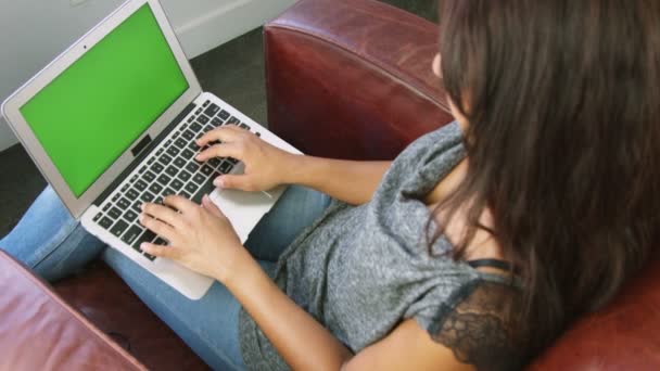 Woman using laptop computer — Stock Video