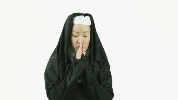 Caucasian nun — Stock Video