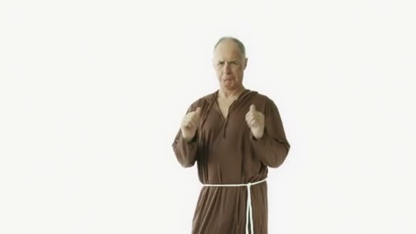 Monk showing thumbs up — Stock Video