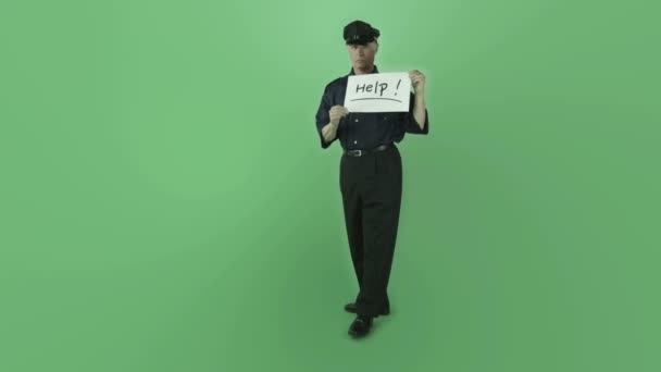 Policeman showing help sign — Stock Video