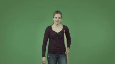 Casual Kız değnekle emin