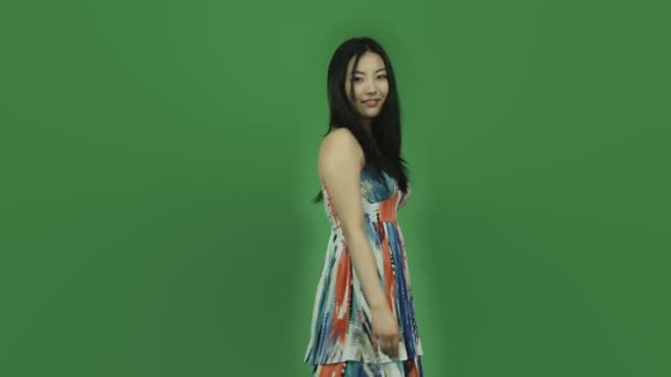 Girl in summer dress with a secret — Stock Video