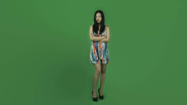 Asian girl in summer dress — Stock Video