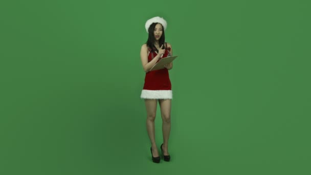 Aziatisch meisje sexy santa claus — Stockvideo