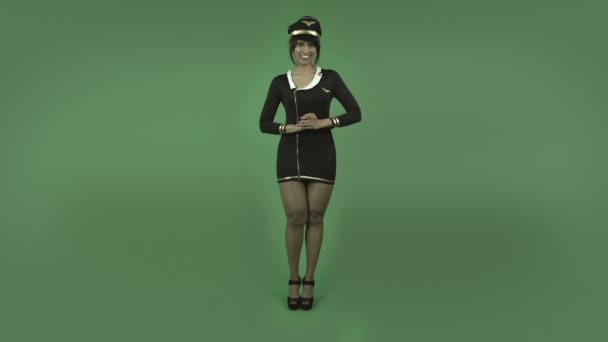 Air hostess mluvící rozhovor — Stock video