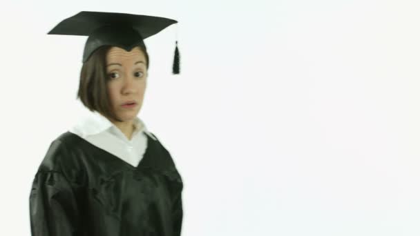 Student graduating with a secret — Stock Video