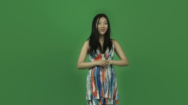 Asian girl summer dress — Stock Video