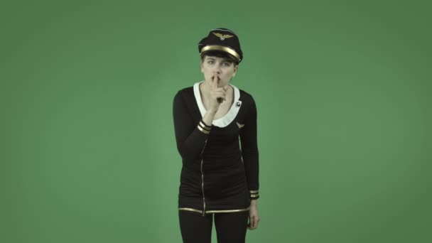 Air hostess with a secret — Stock Video