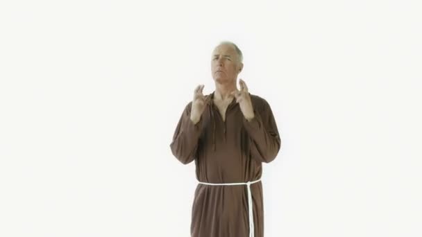 Monk with fingers crossed — Stock Video