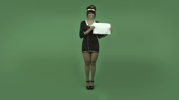 Hostess aerea con segno bianco — Video Stock