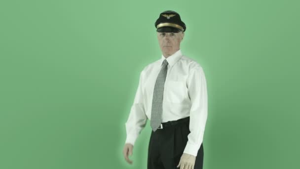 Airplane pilot making call me sign — Stockvideo