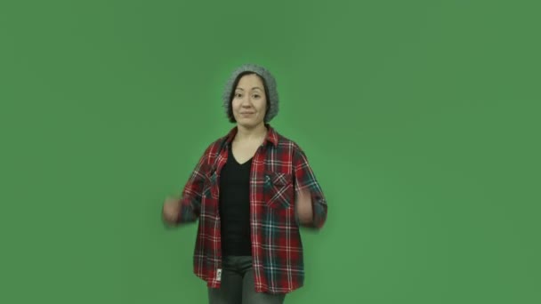 Girl smiling with thumbs up sign — Stock Video