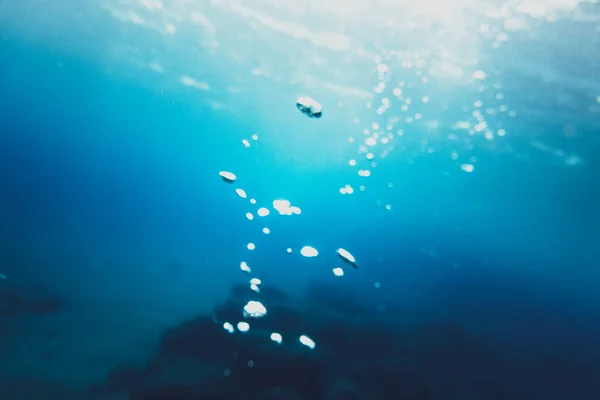 Κοντινό Πλάνο Φυσαλίδων Κάτω Από Νερό Βαθιά Θάλασσα — Φωτογραφία Αρχείου