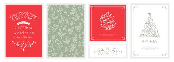 Elegantes Handgezeichnetes Weihnachtsdesign Nahtloser Hintergrund Und Schöne Typografie Ideal Für — Stockvektor