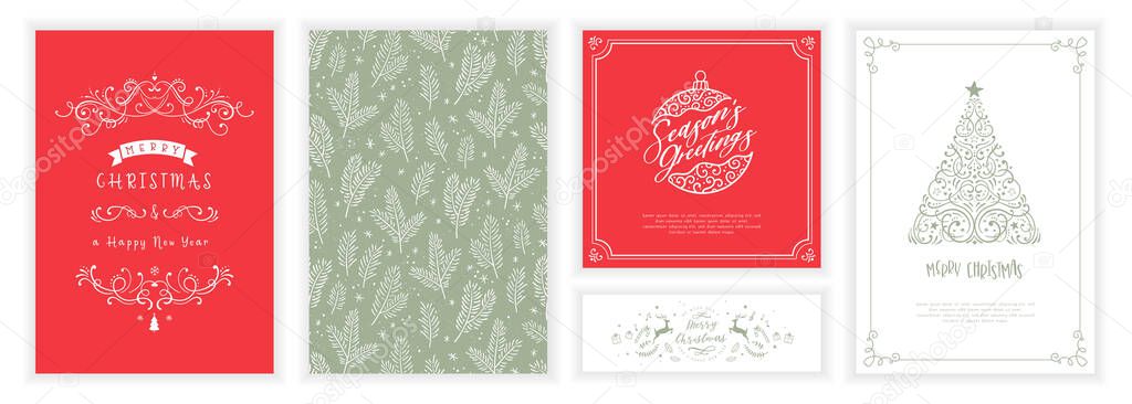 Elegant hand drawn Christmas design, seamless background and beautiful typography, great for invitations, cards, banners, wallpapers - vector design