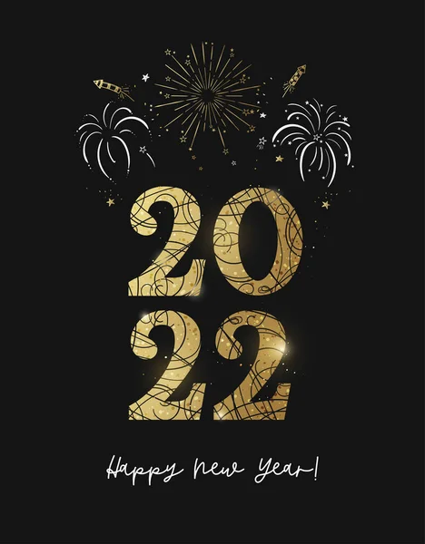 New Years Template Gold Glitter Font Shiny Design Great Cards — 图库矢量图片
