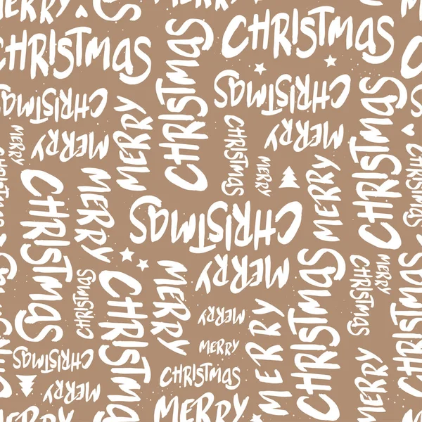 Lovely Mão Letras Desenhadas Feliz Natal Palavras Criativas Padrão Sem — Vetor de Stock