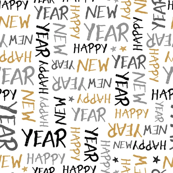 Fun Hand Written New Years Seamless Pattern Gift Wrapping Textiles — 图库矢量图片