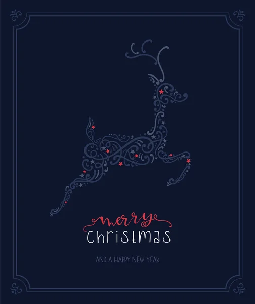 Design Natal Lindo Com Uma Rena Saltando Ótimo Para Cartões — Vetor de Stock