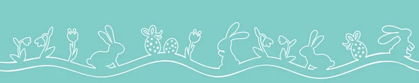 Patrón Sin Costura Pascua Dibujado Mano Encantadora Conejitos Garabato Huevos — Vector de stock