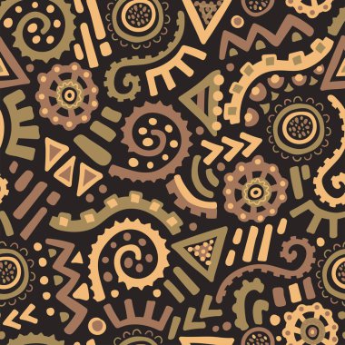 El çizimi soyut, pürüzsüz desen, etnik geçmiş, Afrika tarzı - tekstil, pankart, duvar kağıtları, ambalaj - vektör tasarımı için harika